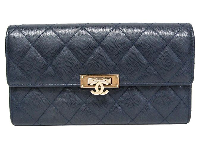 Chanel Matelasse Coco Rock Long Wallet Navy blue