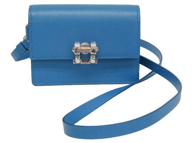 Prada Saffiano Lock 2ZH098 Mini Pouch Blau