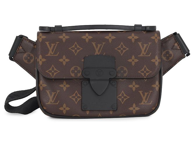 Louis Vuitton Monogram Macassar S-Lock Sling Bag Black