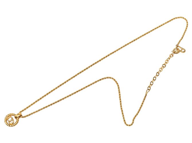 Collier pendentif Dior Gold avec logo CD plaqué or Doré