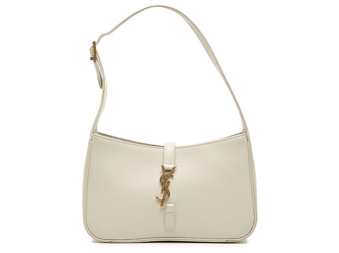 Saint Laurent Le 5 a 7 em couro de bezerro liso branco