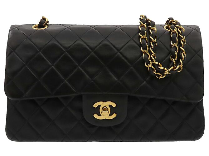 Chanel Black Medium Classic Lambskin Double Flap Noir