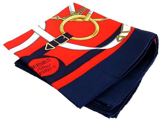 Hermès Red Eperon d Or 90 Blu navy 