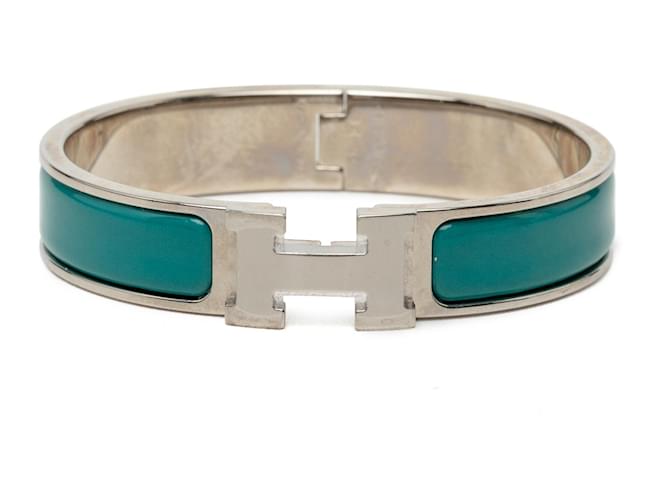 Bracelet Clic H Hermès en émail bleu étroit PM Turquoise 