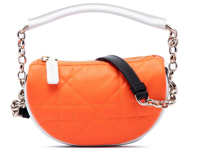 Dior Orange Micro Lambskin Cannage Dior Vibe Hobo