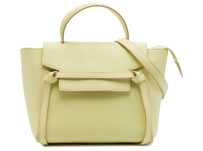Belt Bag Céline Borsa cintura Celine in pelle di vitello microgranulata gialla Giallo