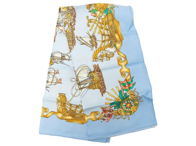 Sciarpa in seta Hermès Blue Vaisseaux et Fregates 90