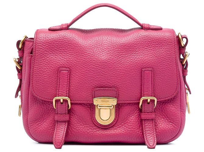 Bolsa Messenger Prada Pink Vitello Daino Push Lock Double Buckle Rosa