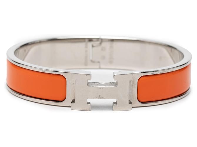 Bracelet Clic H Hermès en émail orange étroit PM 
