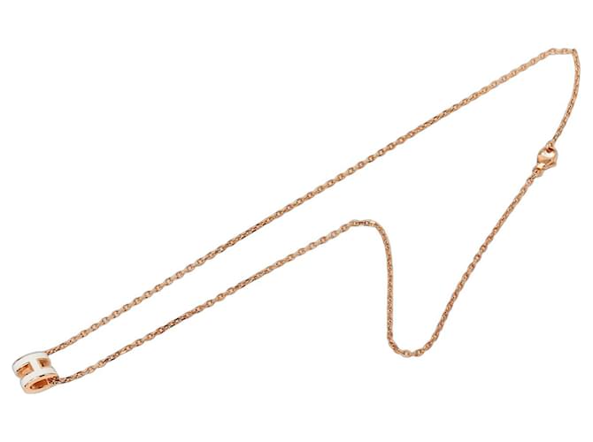 Colar de Pingente Hermès Mini Pop H em Esmalte Banhado a Ouro Rosa e Rosa 