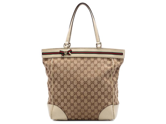 Tote Mayfair em GG Canvas Web bege Gucci