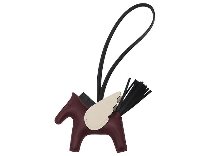 Charm per borsa Hermès Rodeo Pegase PM in agnello Red Milo e Swift Grigri Rosso Bordò