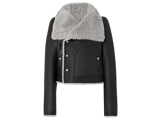 Rick Owens Wendbare Lederjacke mit Lammfell Schwarz