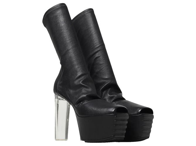 Rick Owens Botas Minimal Grill Stretch Plataforma - Negro