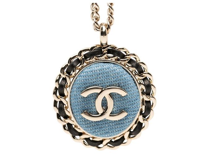 Collana a catena con il logo Coco di Chanel Nero Blu