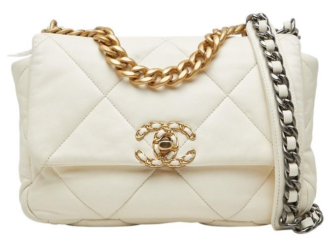 Bolsa de Alça Chanel Coco Mark 19 Chain Branco