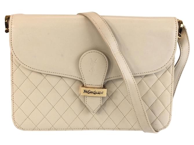 Sac à bandoulière YVES SAINT LAURENT en cuir blanc matelassé 