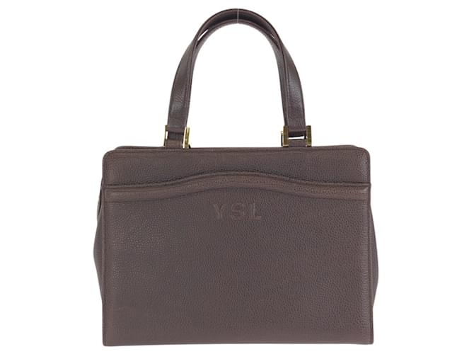 Sac à main en cuir marron vintage Yves Saint Laurent 