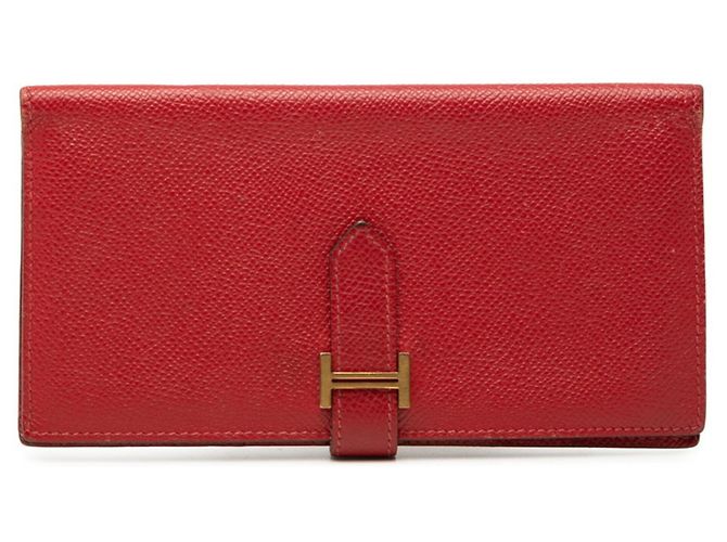 Cartera larga Hermès Bearn Soufflé Roja