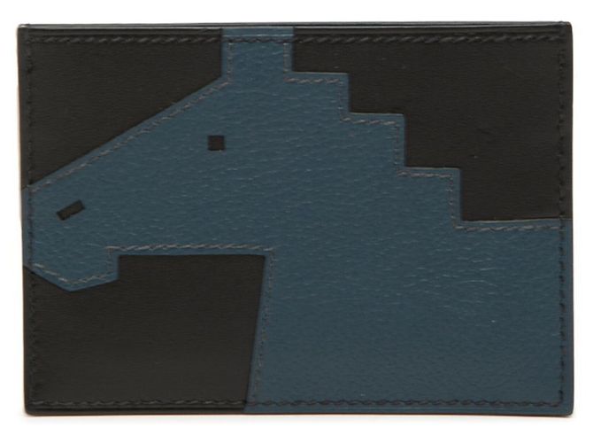 Hermès Portacarte Hermes Cheval Pict Nero Blu navy