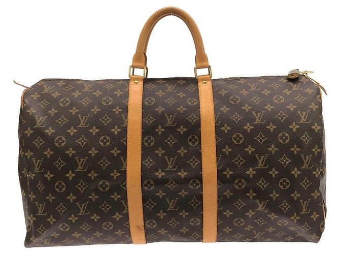 Bolsa Boston Louis Vuitton Monogram Keepall 55cm Marrom Monograma