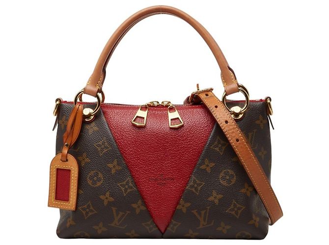 Louis Vuitton Monogram V Tote BB Handbag Brown Fuschia