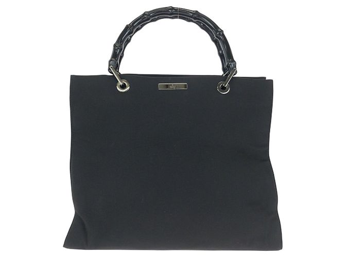 Borsa Tote Gucci Bamboo Nylon Nero