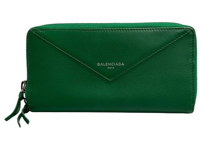 Balenciaga Green Leather Long Wallet