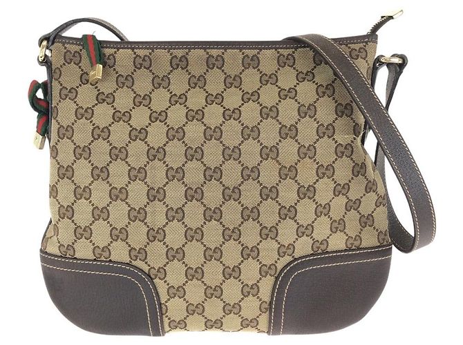 Borsa a tracolla Gucci Princy GG Canvas e pelle Marrone
