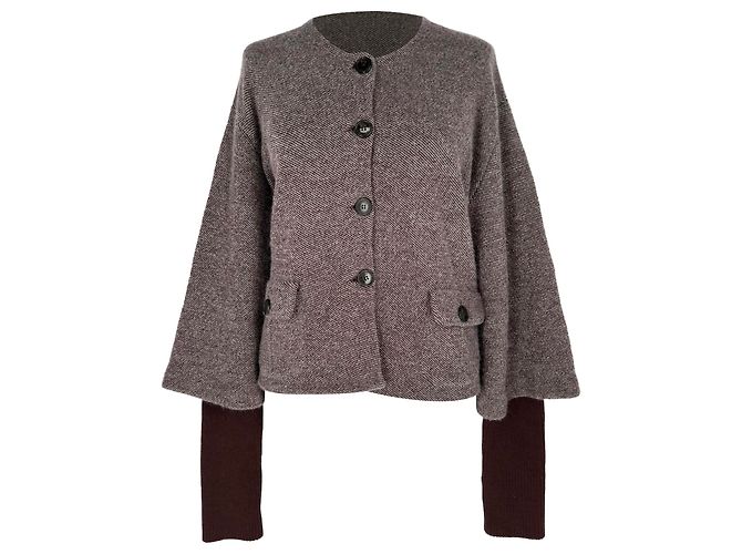 Christian Dior Strickjacke aus brauner Wolle Rot