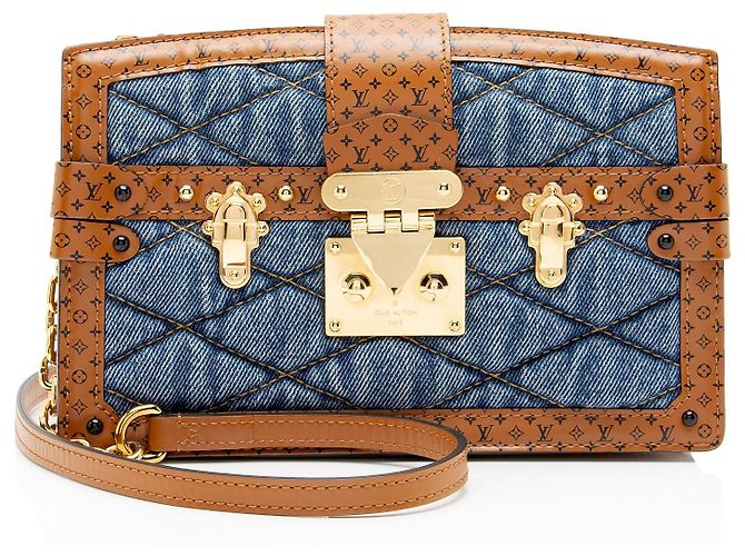 Clutch Malletage em couro de bezerro denim Louis Vuitton Azul