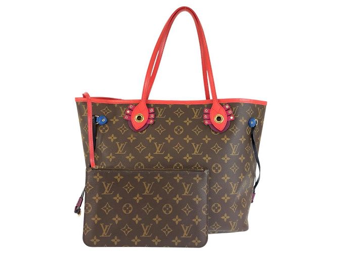 Borsa Tote Louis Vuitton Neverfull MM in PVC/Pelle Marrone