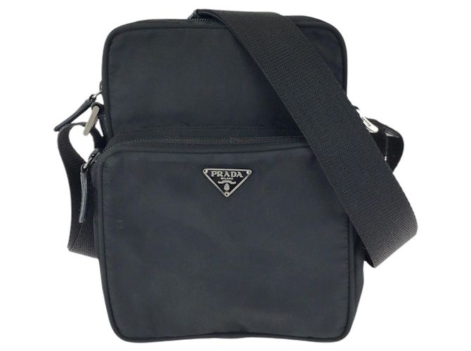 Borsa a tracolla Prada Nylon Tessuto Triangle Logo Nero