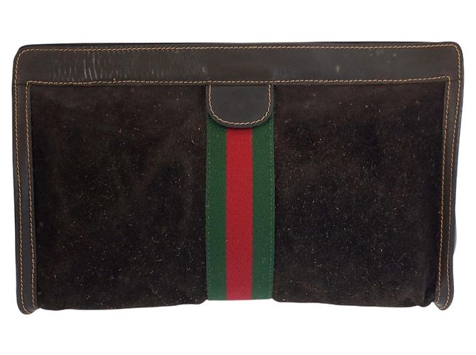 Pochette Gucci en daim vintage Marron