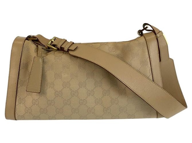 Sac à bandoulière Gucci en toile GG beige et cuir Marron