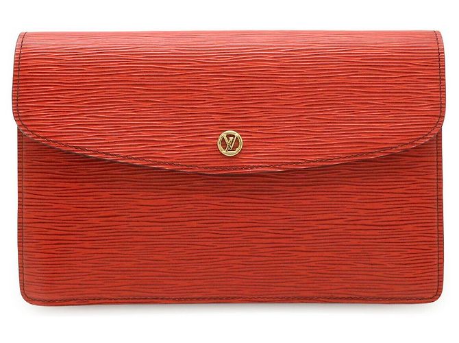 Louis Vuitton Epi Montaigne 27 Clutch Bag Rot