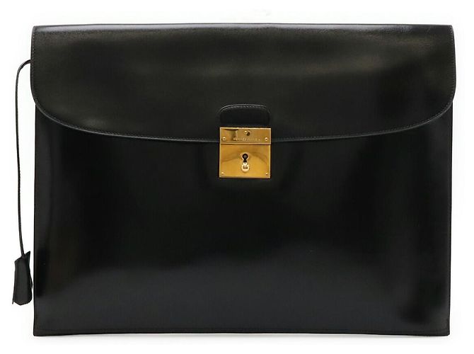 Hermès Clutch Hermes Box Calf Kirius Nero