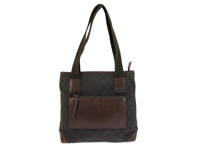 Bolsa Tote Gucci em lona GG marrom e couro