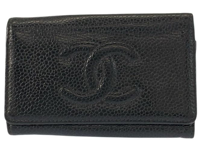 Chanel Leather Coco Mark Key Case Black