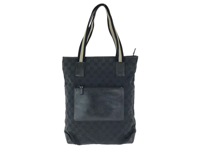 Bolsa de ombro Tote em Canvas GG e Couro Gucci Preto