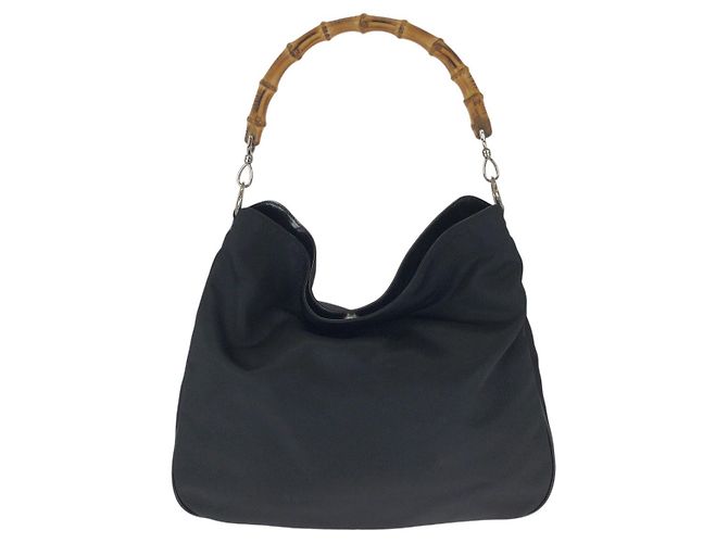 Bamboo Bolsa de ombro em nylon com detalhe de bambu Gucci Preto