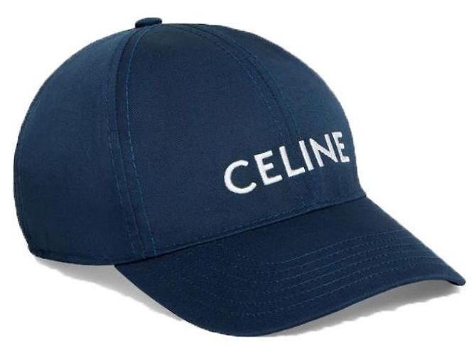 Céline Logo Embroidered Baseball Cap Navy Blue