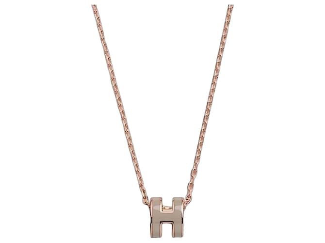 Hermès Mini Pop Maronglace Rose Gold Women's Necklace Pink 
