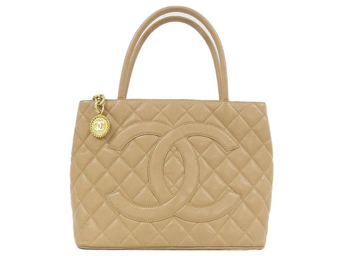 Bolsa Chanel 1804 Bege em pele de vitelo granulada
