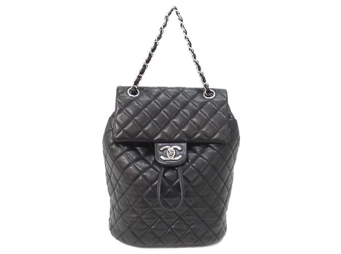 Chanel 91121 Black Lamb Leather Backpack