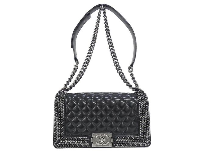 Borsa a tracolla Chanel Boy Line 92872 Nero