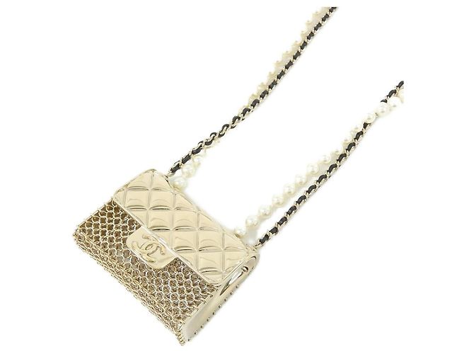 Colar Chanel AB6135 Preto Branco Dourado