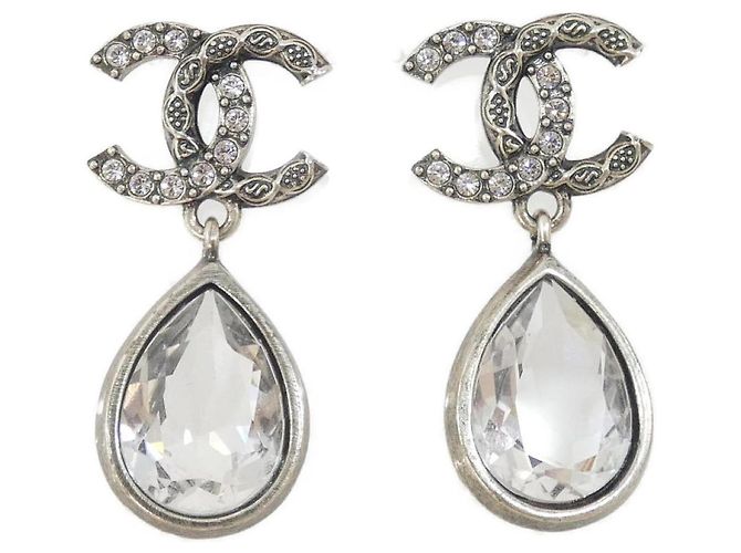 Pendientes de botón Chanel ABD777 Plata