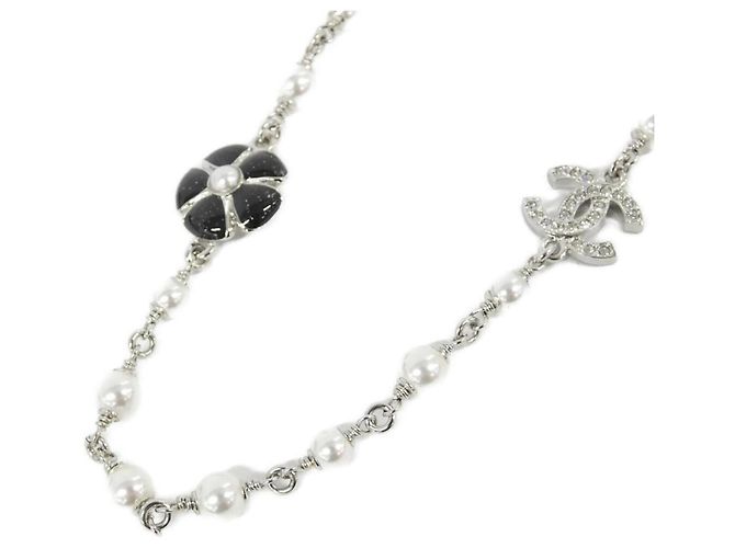 Collar Chanel ABG887 Negro Plata Blanco