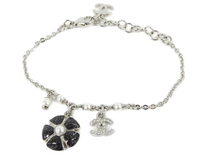 Pulsera de Charms Chanel ABG891 Negro Plata Blanco